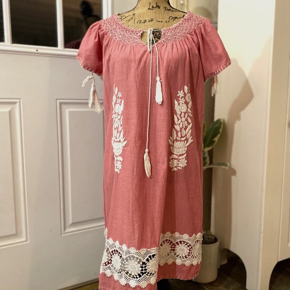 Rose and Rose Red Bohemian Dress Small - Picture 1 of 9